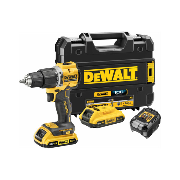 DeWalt DCD100YD2T-QW 18V Akku-Schlagbohrschrauber mit 2x 2 Ah Akkus, Ladegerät und Koffer